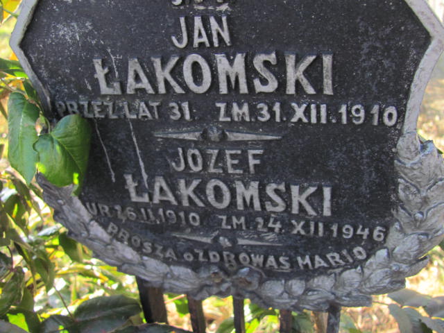 Józef Łakomski 1910 Nowe Brzesko - Grobonet - Wyszukiwarka osób pochowanych