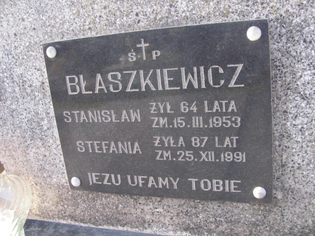 Stefania Błaszkiewicz Nowe Brzesko - Grobonet - Wyszukiwarka osób pochowanych